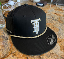 Load image into Gallery viewer, Black &amp; Gold Tyler Booth Trucker Hat
