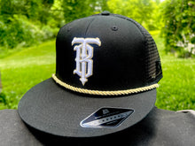 Load image into Gallery viewer, Black &amp; Gold Tyler Booth Trucker Hat
